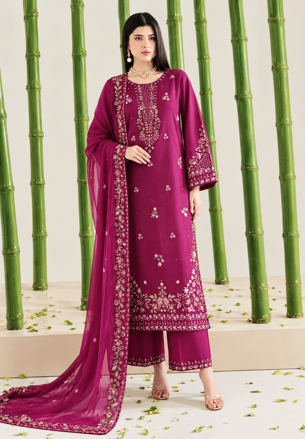 Dhanak Embroidered 3 Piece Unstitched Suit 1008
