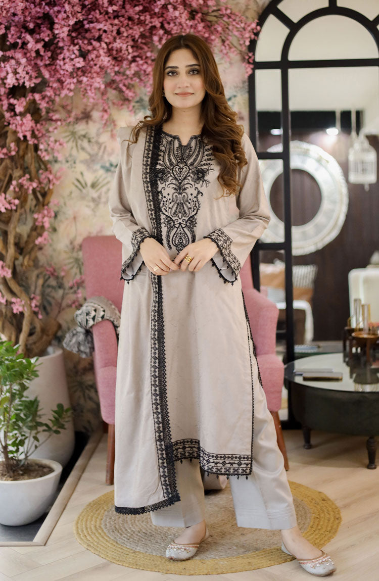 Libaas Dhanak Embroidered 3 Piece Unstitched Suit