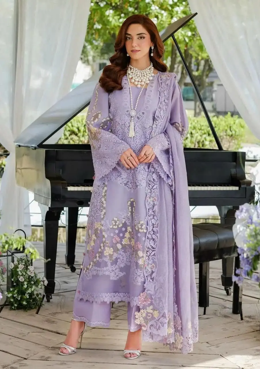MUSHAQ Unstitched Women Winter Collection Suit – Purple