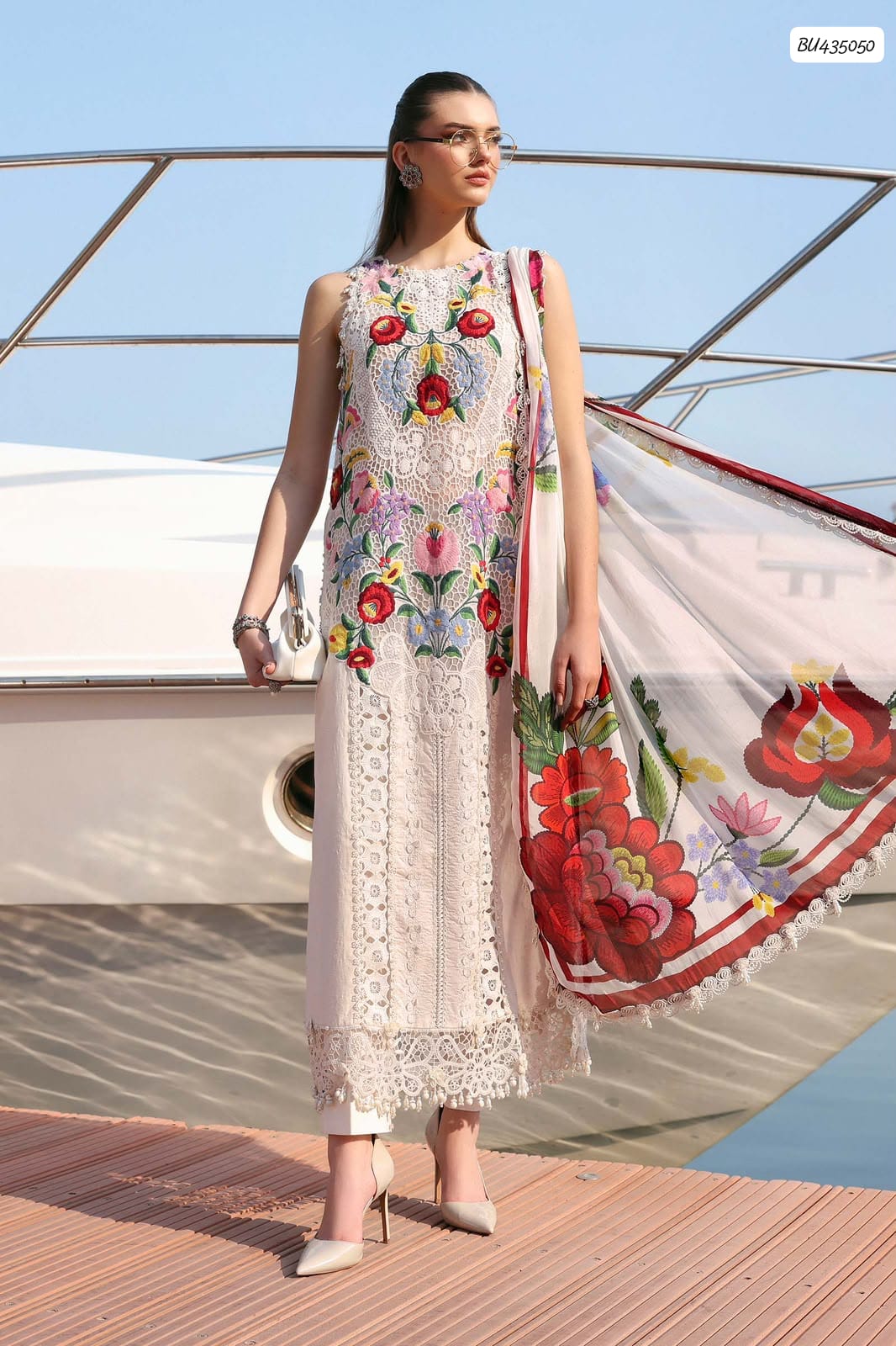 Pure Dhanak Heavy Embroidered Suit – Ayra Edition, Ivory