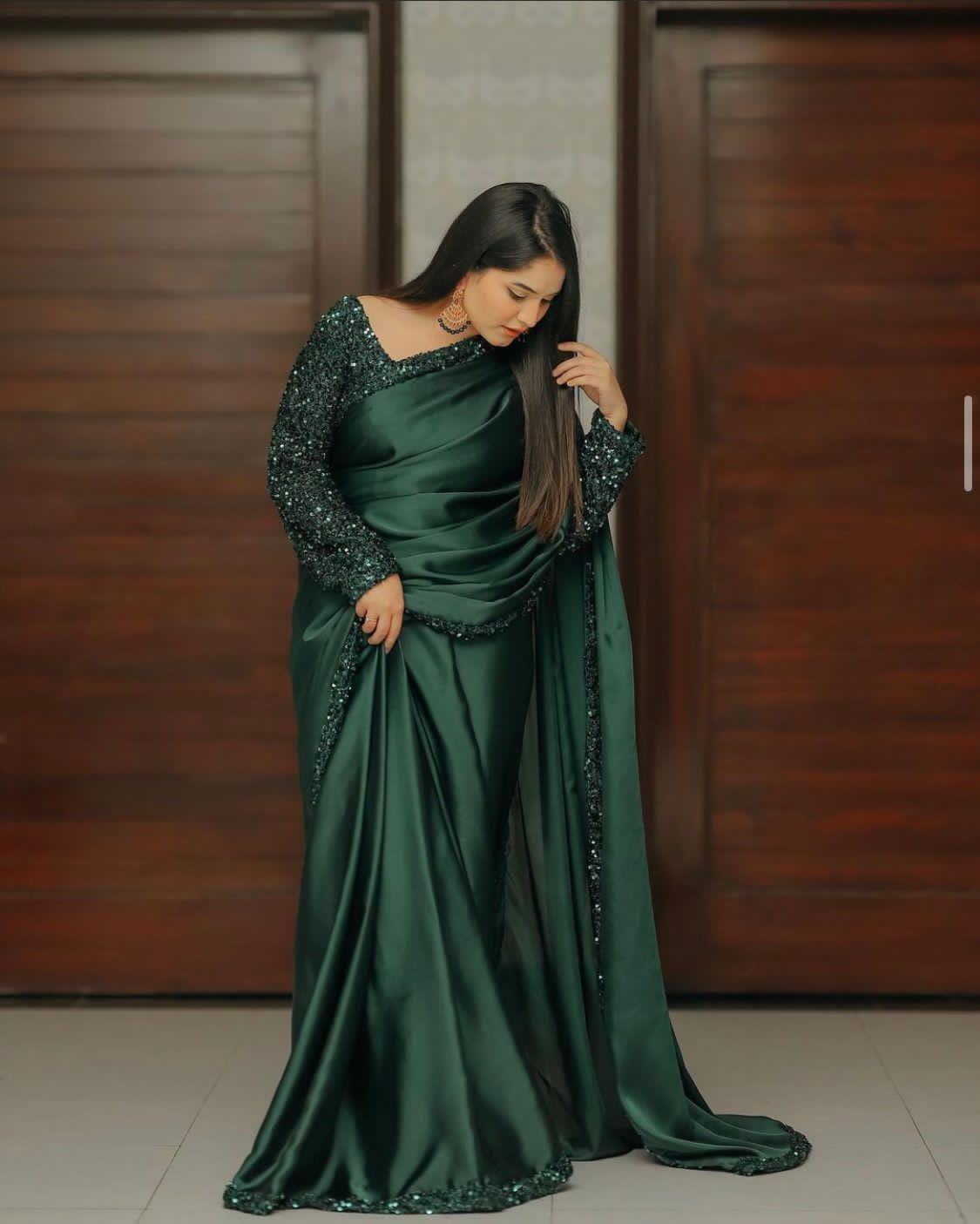 Shamoz Silk Sequence Border Sari with Sequence Work Blouse