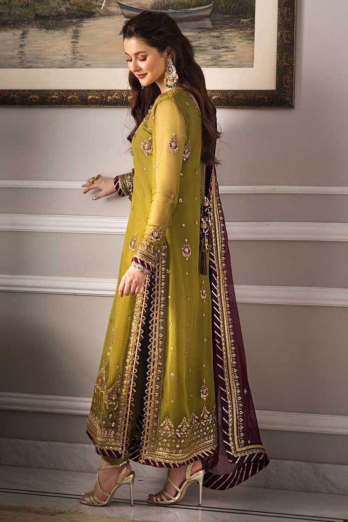 Asim Jofa Embroidered 3-Piece Unstitched Suit with Sequence Work, Embroidered Dupatta and Plain Malai Trouser – Mehndi Green (view 2)