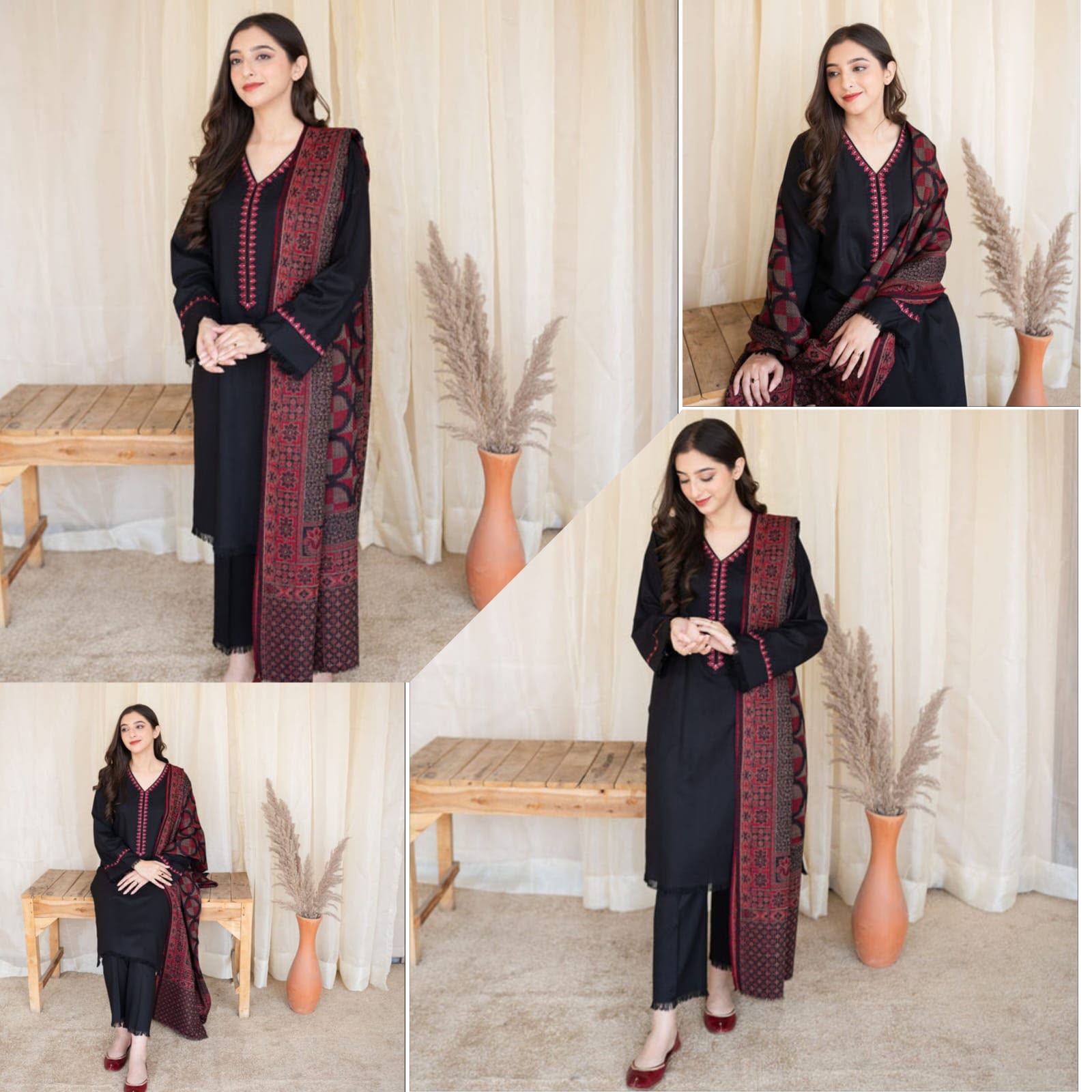 Asling Winter Dhanak 3-Piece Embroidered Unstitched Suit