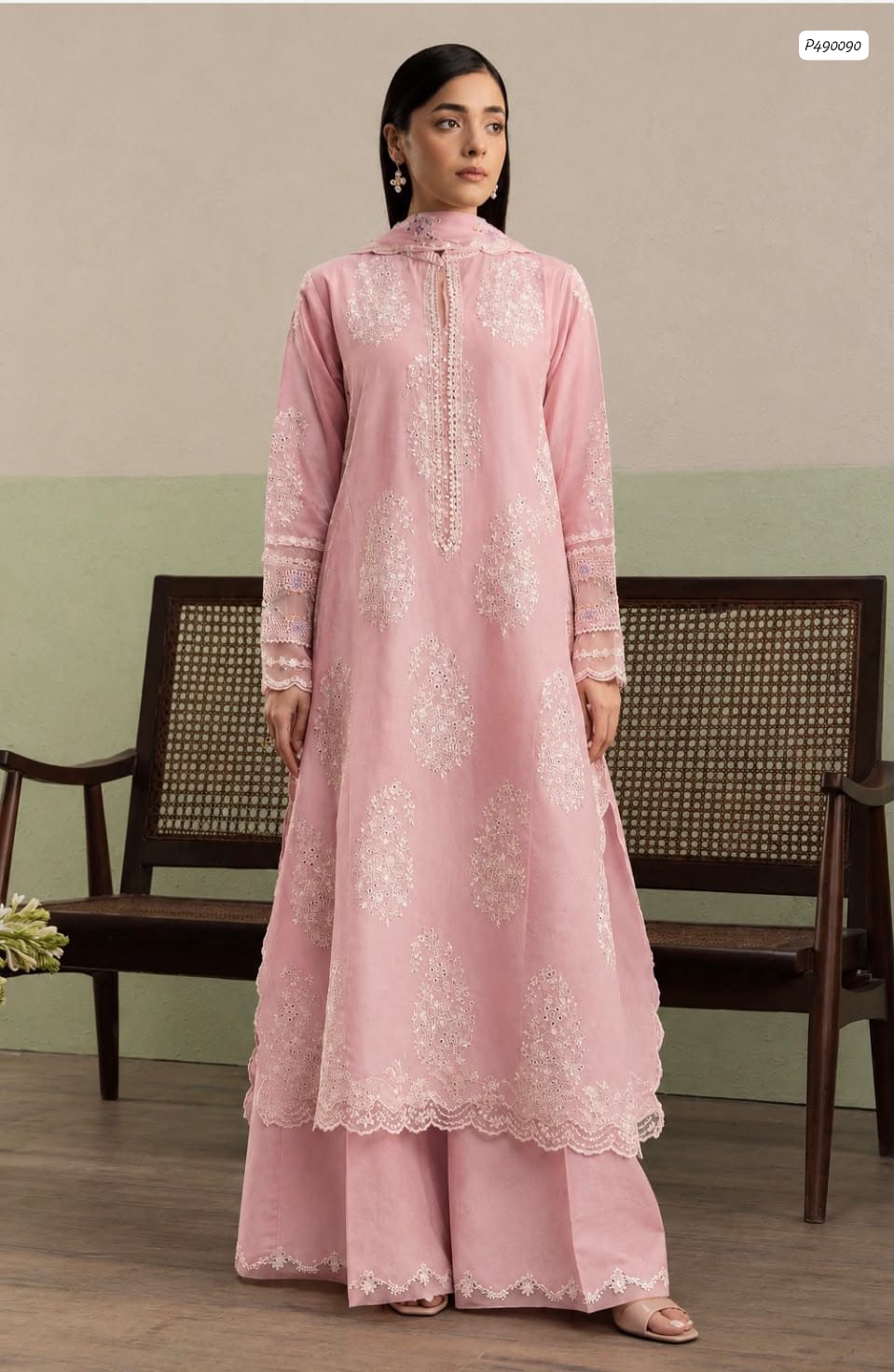 Crimson Luxury Dhanak Winter Collection 2026 Premium Dhanak Embroidered 3-Piece Unstitched Suit with Ready-to-Wear Embroidered Shawl – Rose Pink