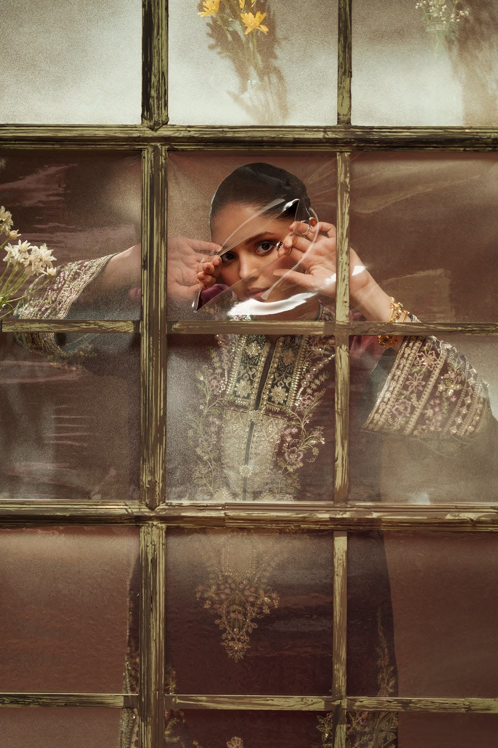 Ethnic Top Notch Article 2026/27 Premium Shamoz Silk Heavy Embroidered 3-Piece Unstitched Suit with Satin Applique Work and Chiffon Dupatta – Maroon (view 3)