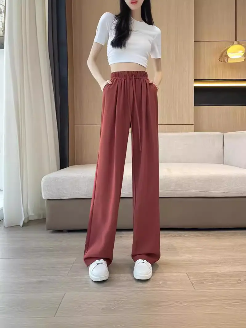 High Waist Wide Leg Pants – Black Cotton Summer Wear