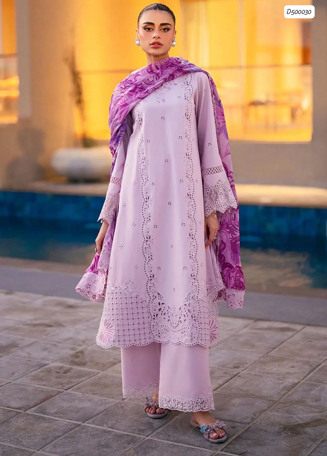 Luxury Dhanak Winter Collection 9032 – Heavy Embroidered Dhanak Suit, Lilac