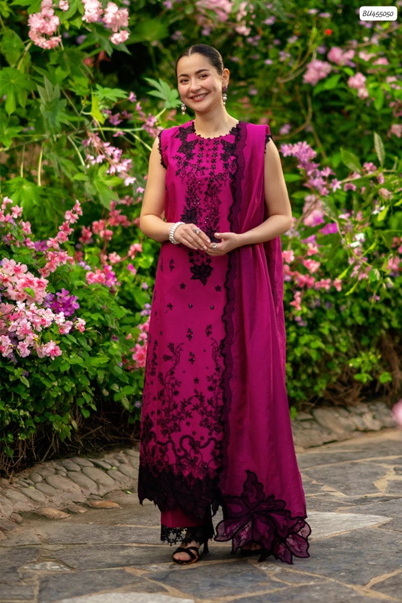 Premium Pure Dhanak Heavy Embroidered Winter 3-Piece Unstitched Suit with Embroidered Dhanak Shawl – Magenta