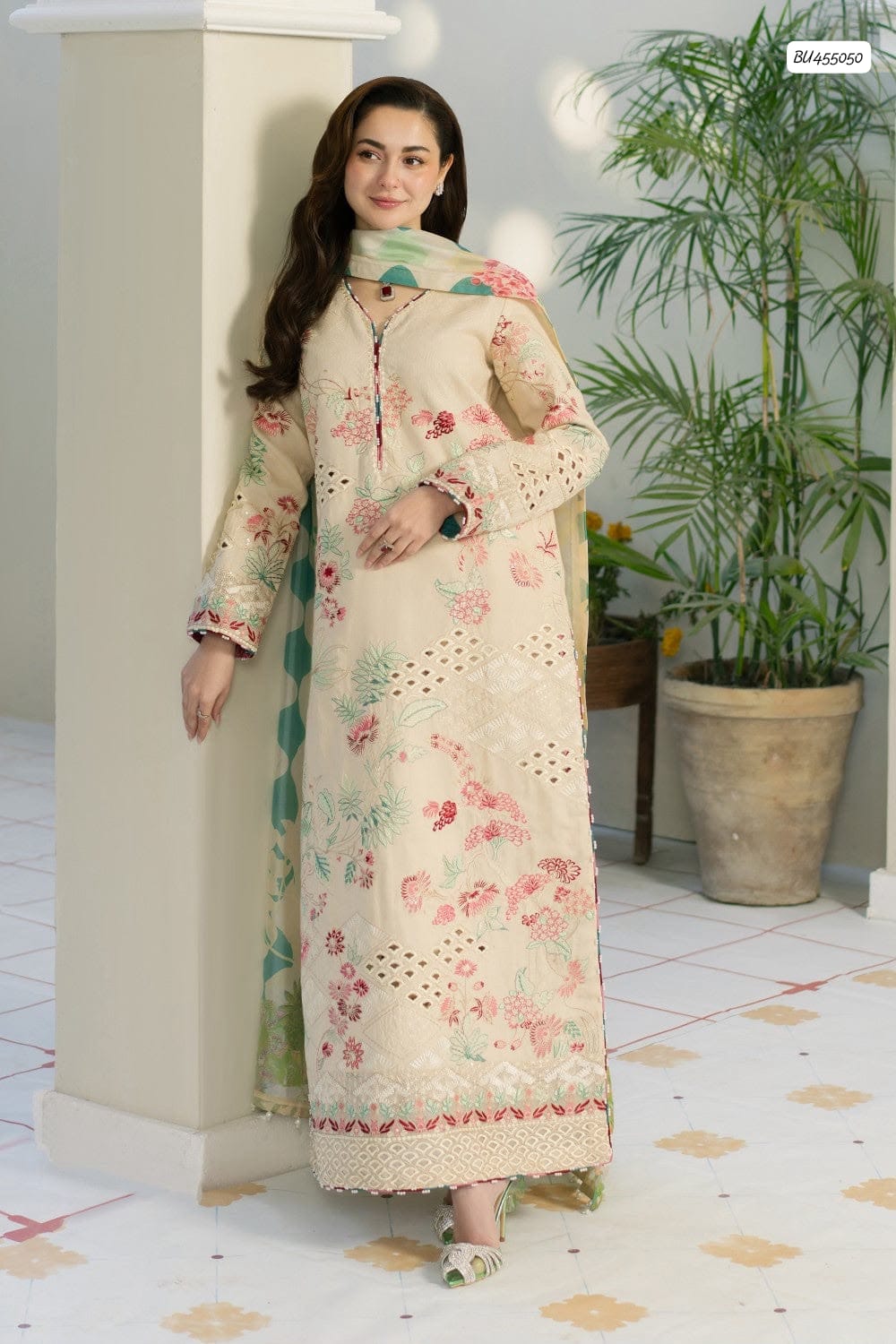 Rang Rasiya Winter Dhanak Embroidered Edition Premium Pure Dhanak 3-Piece Unstitched Suit with Printed Pashmina Shawl – Beige