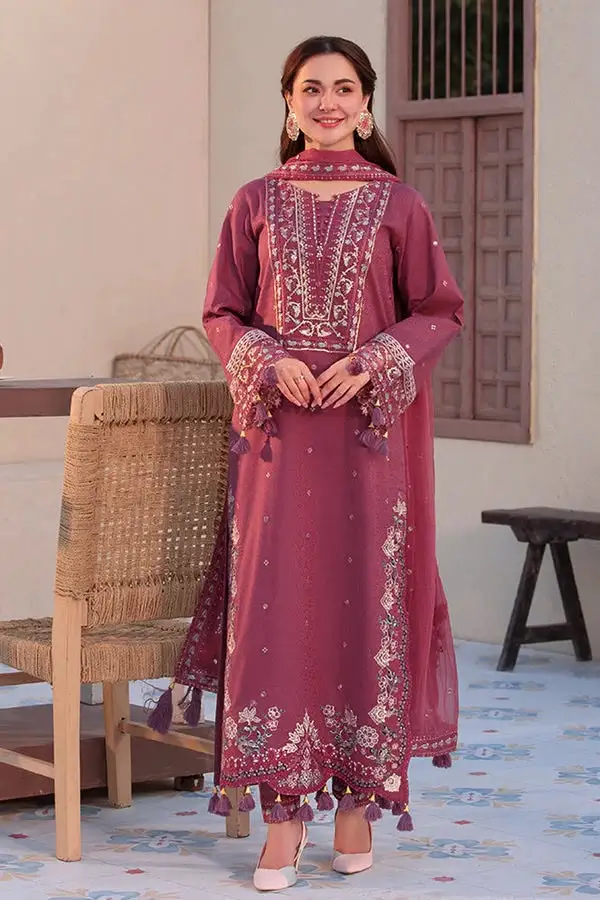JADE Women's Unstitched Winter Collection — Pink Embroidered Dhanak