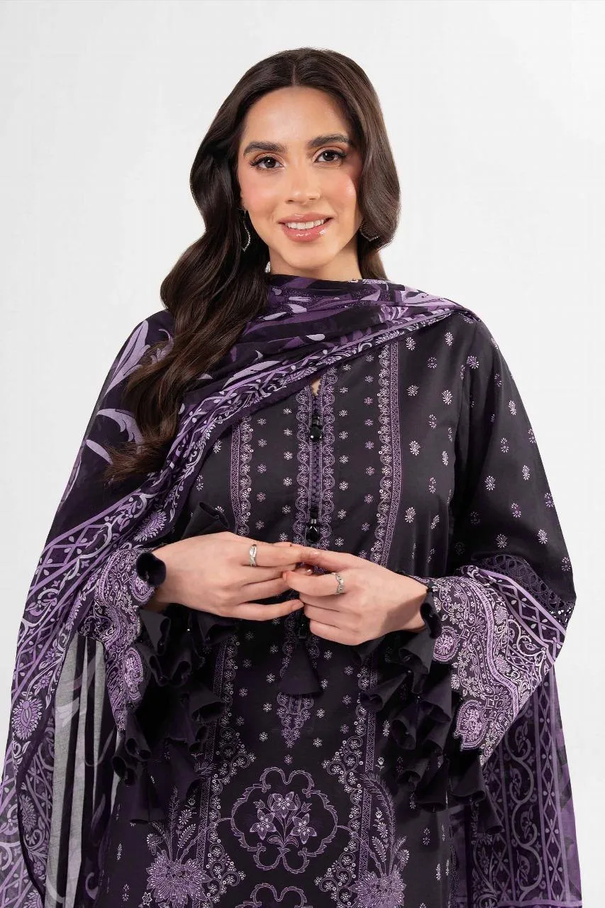 Purple Printed 3-Piece Karandi Suit for Women